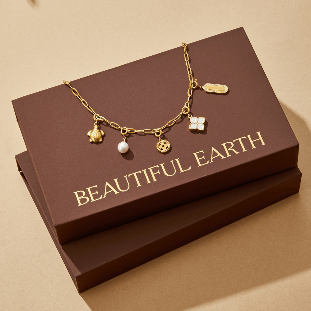 18K Gold Paperclip Charm Necklace - Beautiful Earth Boutique