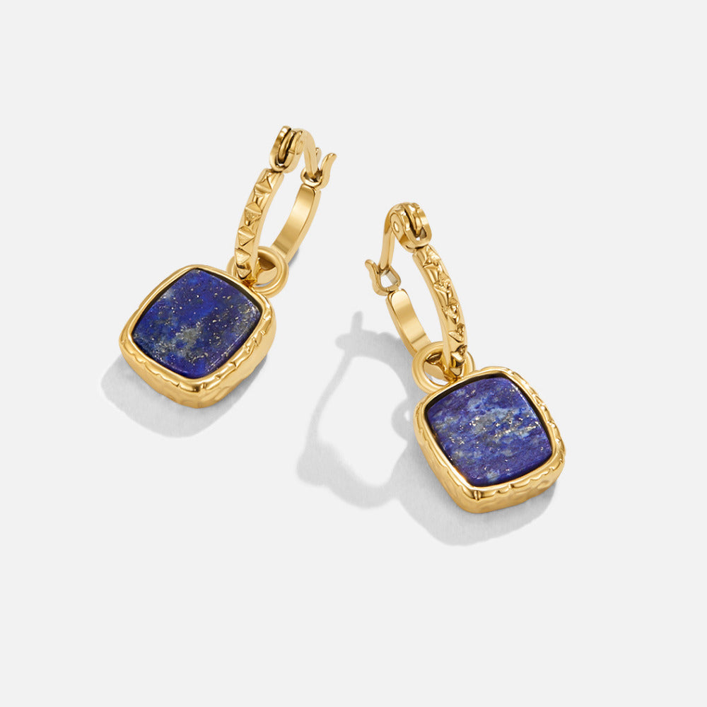 Astoria Blue Stone Hoop Earrings - Beautiful Earth Boutique