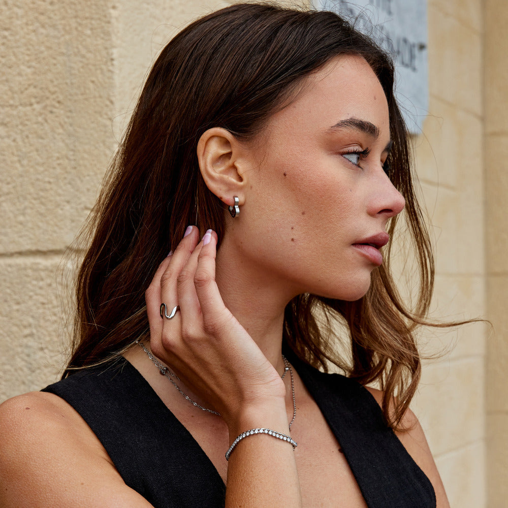 Mary Heart Silver Hoop Earrings - Beautiful Earth Boutique