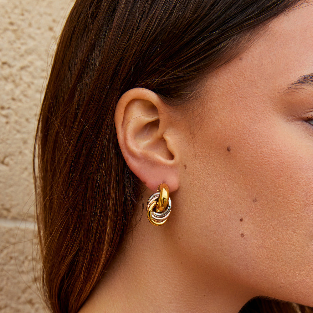 Twisted Three - Toned Hoop Earrings - Beautiful Earth Boutique