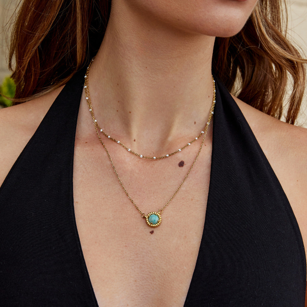 Vintage Round Amazonite Necklace - Beautiful Earth Boutique