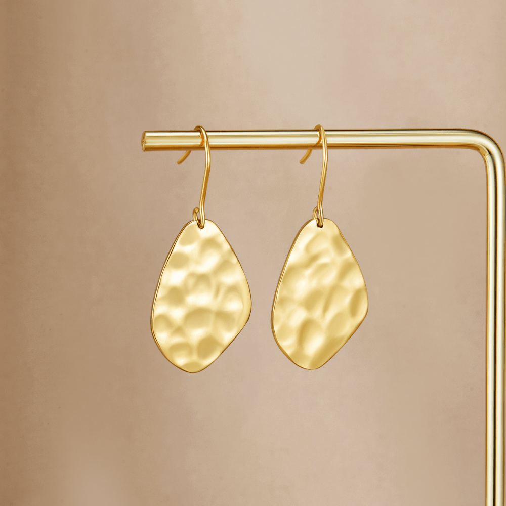 Amaya Hammered Gold Drop Earrings - Beautiful Earth Boutique