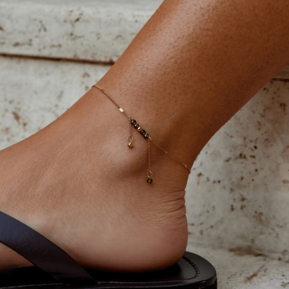 Arizona Green Bead Tassel Anklet - Beautiful Earth Boutique