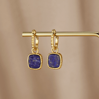 Astoria Blue Stone Hoop Earrings - Beautiful Earth Boutique