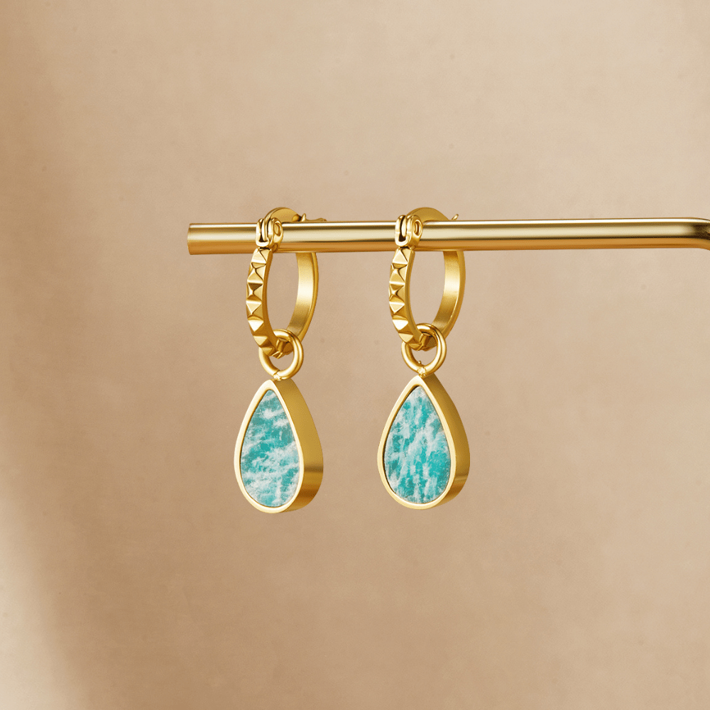 Astoria Green Stone Hoop Earrings - Beautiful Earth Boutique