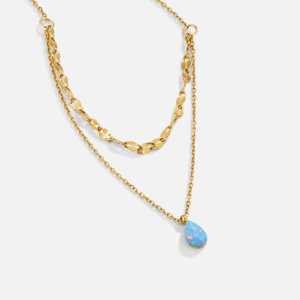 Blue Opal Teardrop Layered Necklace - Beautiful Earth Boutique