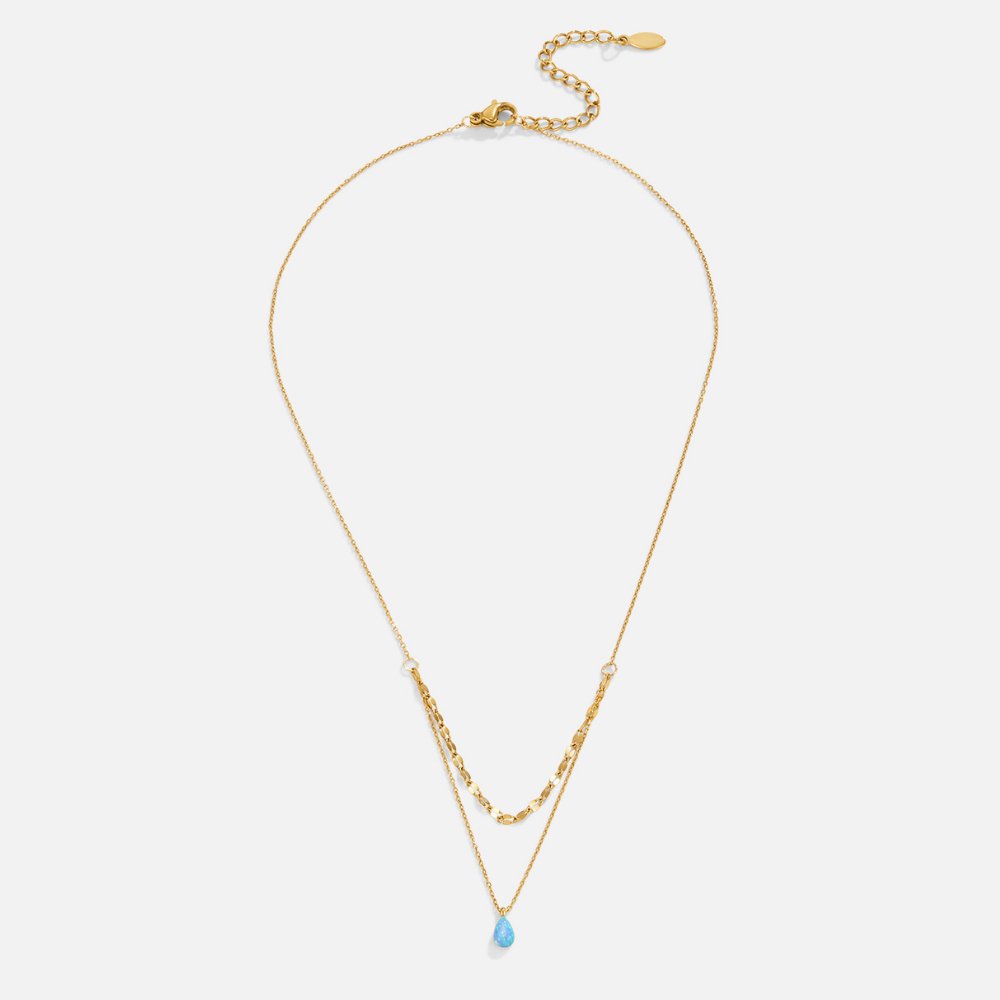 Blue Opal Teardrop Layered Necklace - Beautiful Earth Boutique