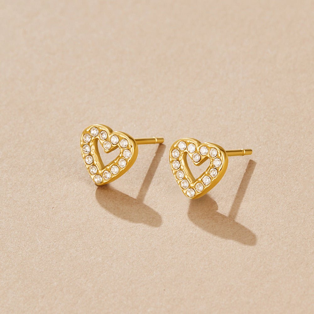 Crystal Heart Stud Earrings - Beautiful Earth Boutique