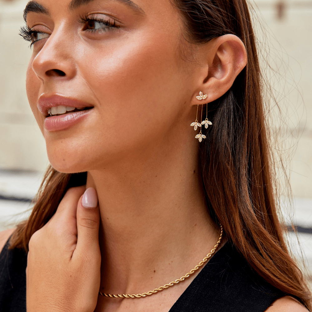 Crystal Lotus Waterfall Earrings - Beautiful Earth Boutique