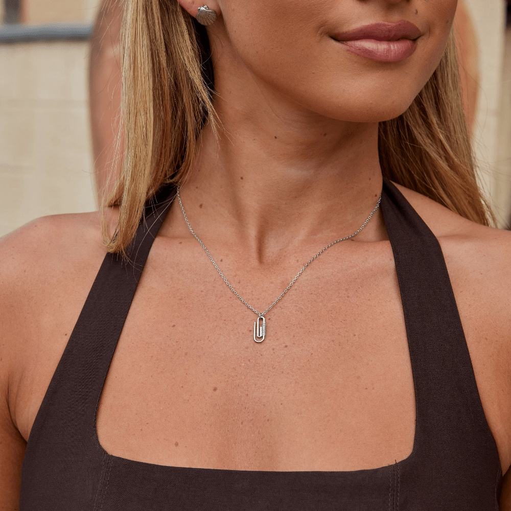 Crystal Paperclip Silver Necklace - Beautiful Earth Boutique