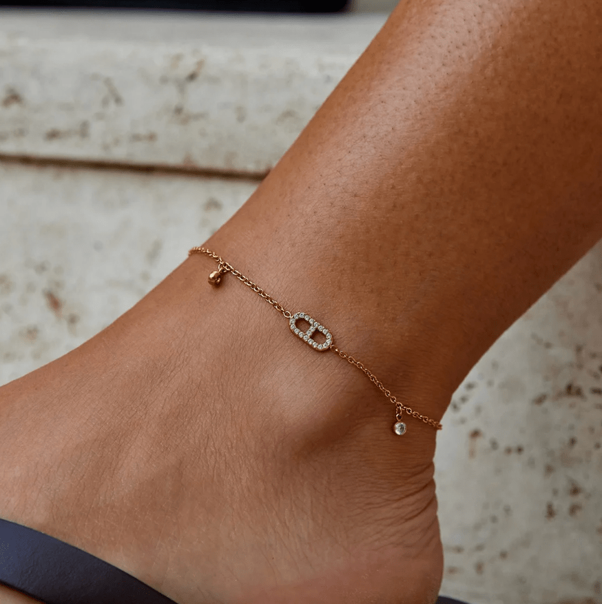 Eliza Gold Crystal Anklet - Beautiful Earth Boutique