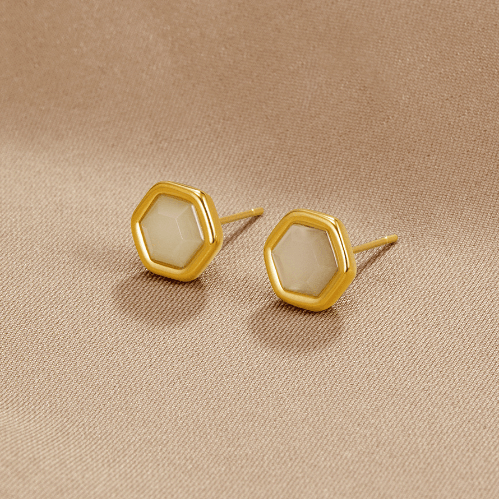 Eva Moonstone Stud Earrings - Beautiful Earth Boutique