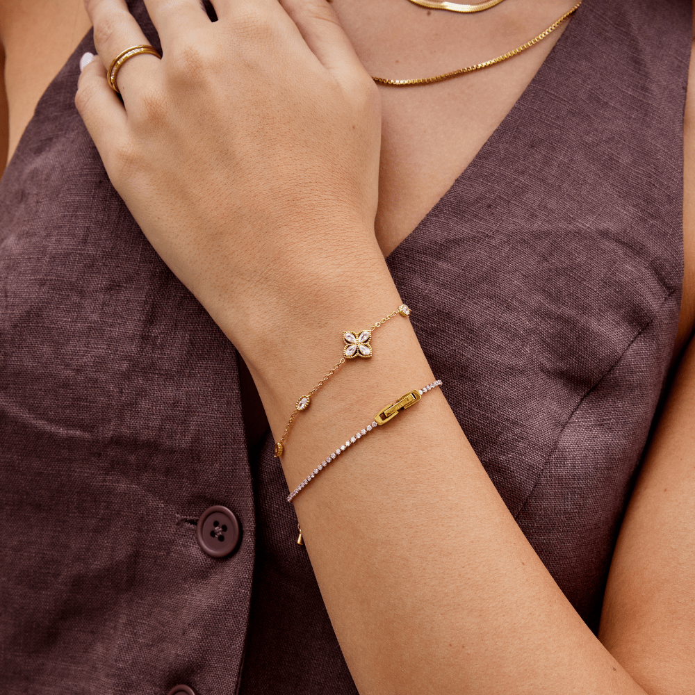 Four Leaf Clover Crystal Bracelet - Beautiful Earth Boutique