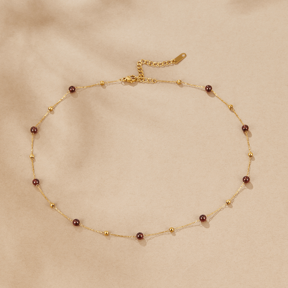 Garnet Wine Red Bead Necklace - Beautiful Earth Boutique