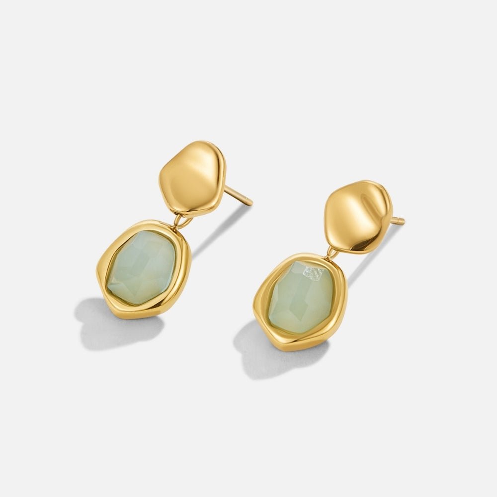 Gold Aquamarine Drop Earrings - Beautiful Earth Boutique