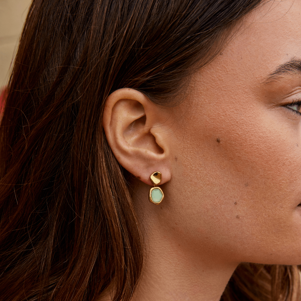 Gold Aquamarine Drop Earrings - Beautiful Earth Boutique