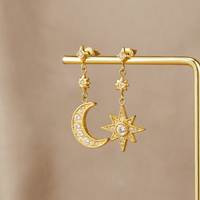Gold Crystal Moon & Star Earrings - Beautiful Earth Boutique