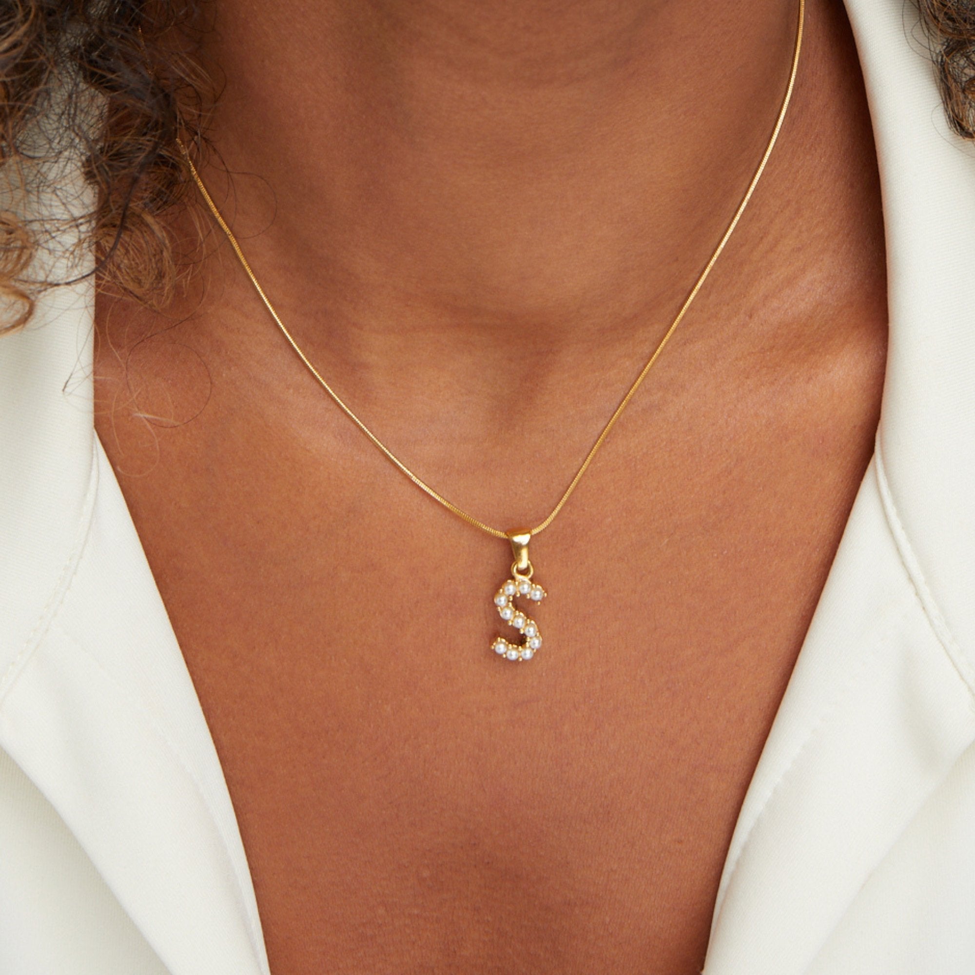 Letter Pearl Charm Necklace - Beautiful Earth Boutique