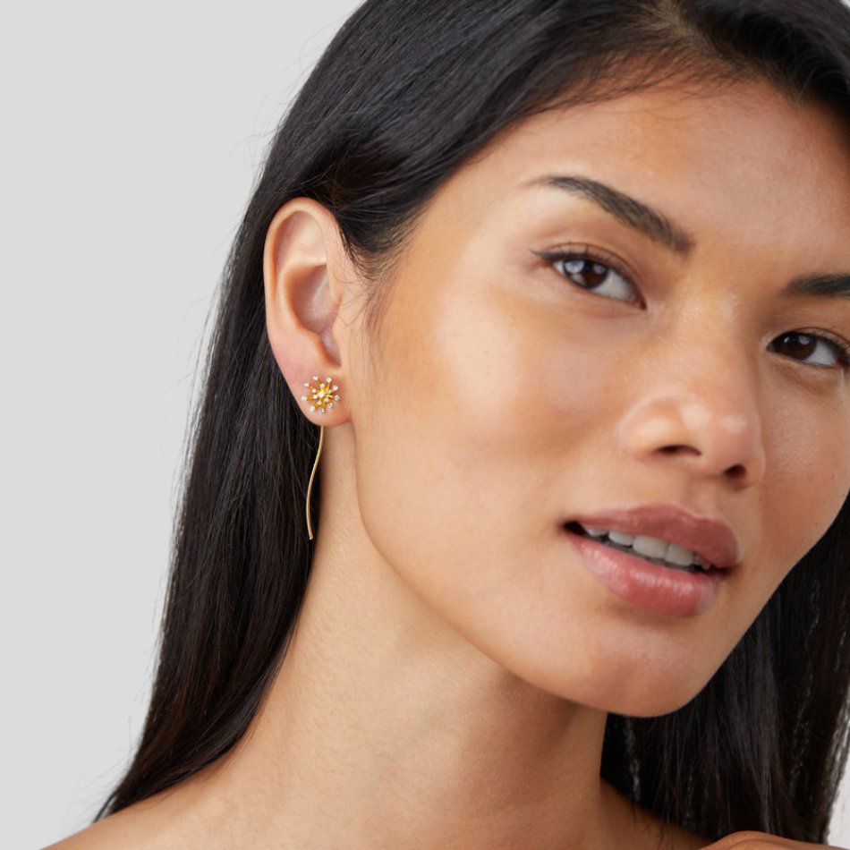Make A Wish Dandelion 18K Gold Earrings - Beautiful Earth Boutique