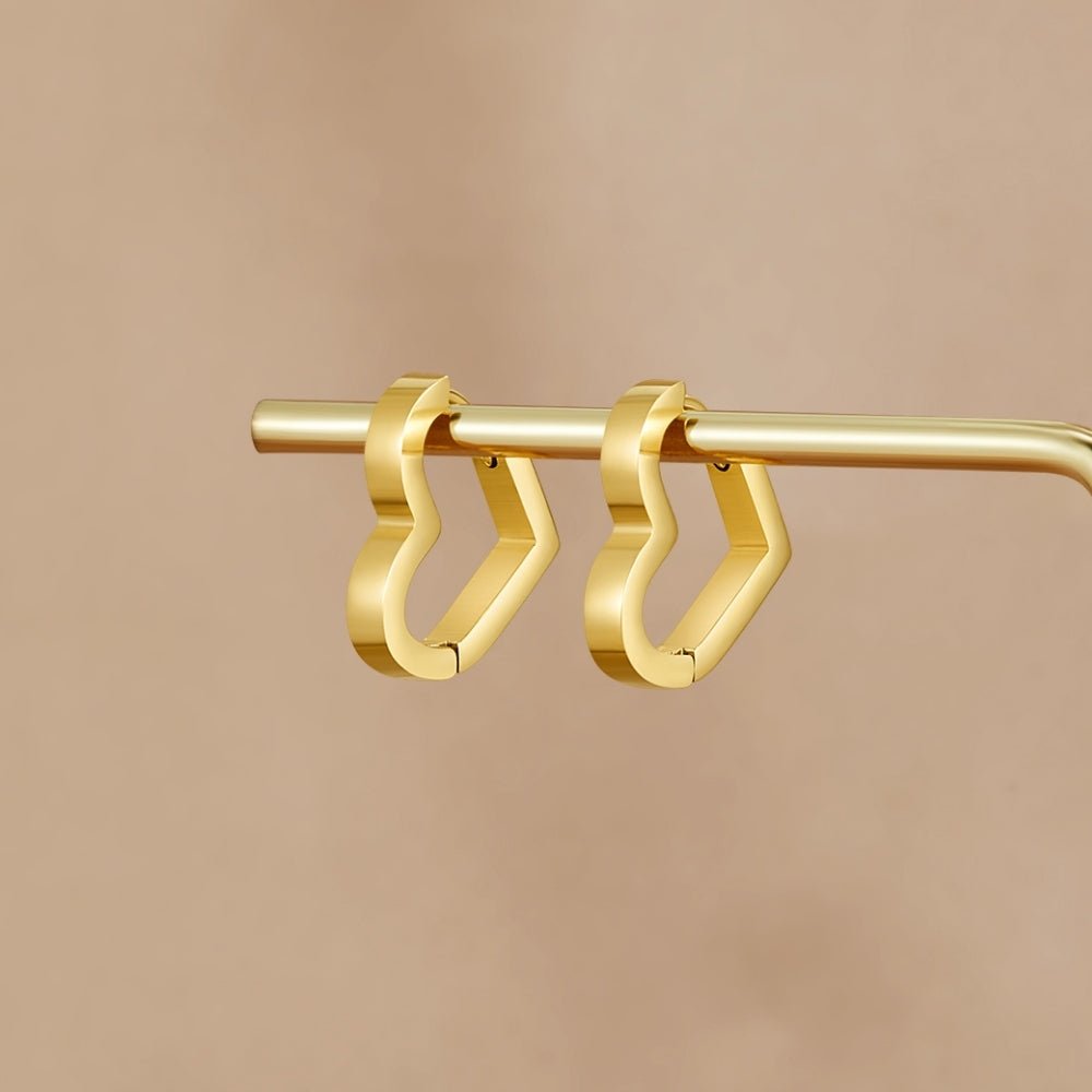 Mary Heart Gold Hoop Earrings - Beautiful Earth Boutique