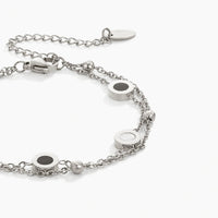 Onyx & White Stone Silver Bracelet - Beautiful Earth Boutique