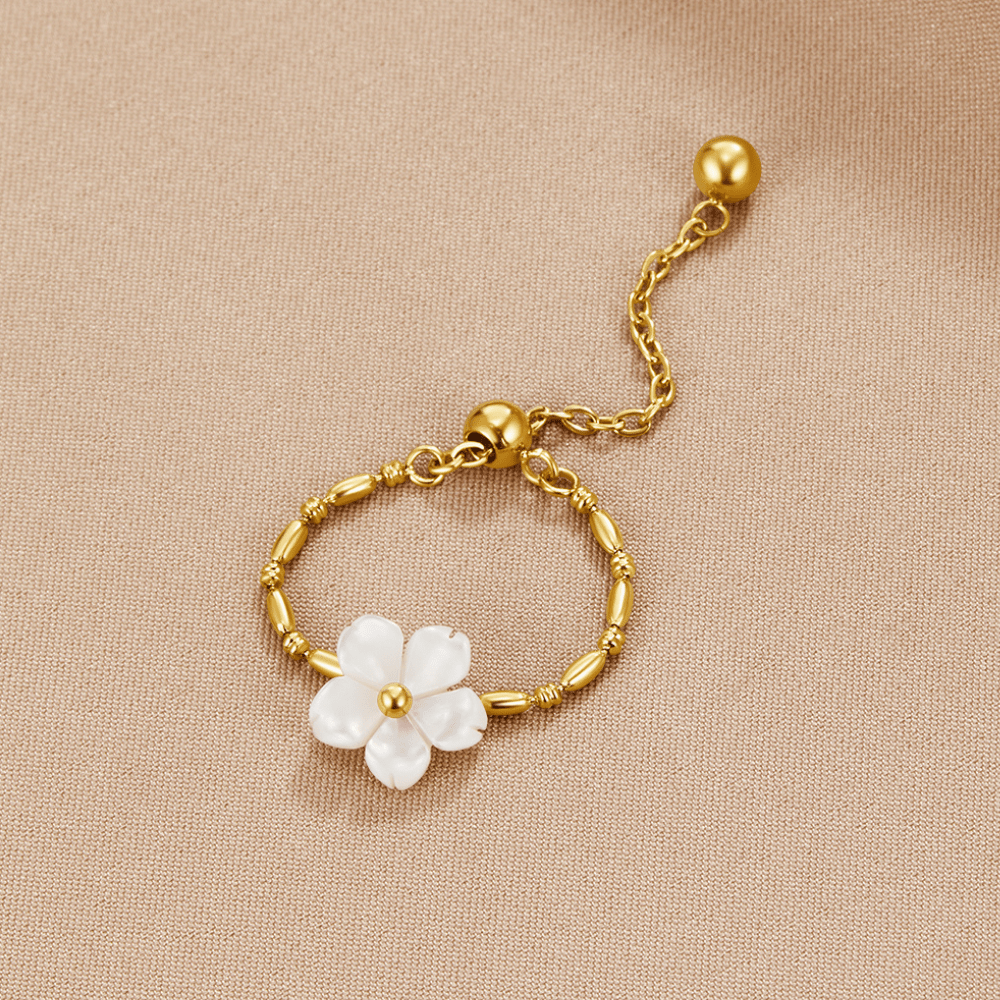 Pearl White Blossom Flower Ring - Beautiful Earth Boutique