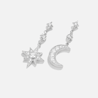 Silver Crystal Moon & Star Earrings - Beautiful Earth Boutique
