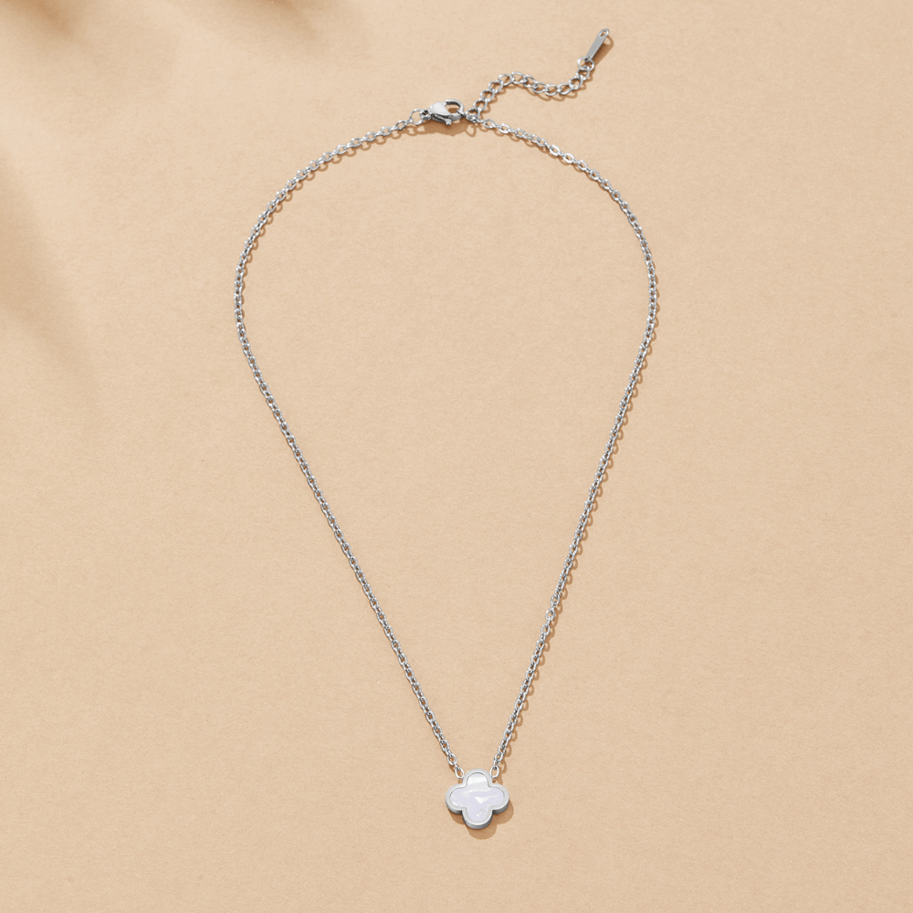 Silver White Clover Necklace - Beautiful Earth Boutique