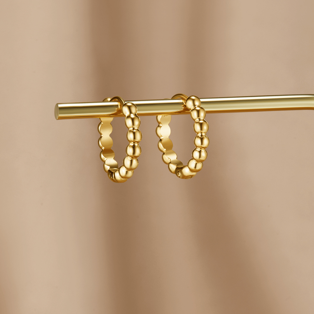 Soraya Gold Bead Hoop Earrings - Beautiful Earth Boutique