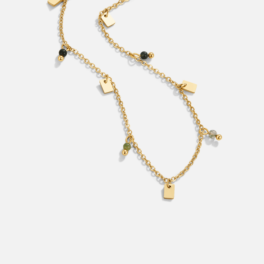 Tara Gold Square Droplet Necklace - Beautiful Earth Boutique