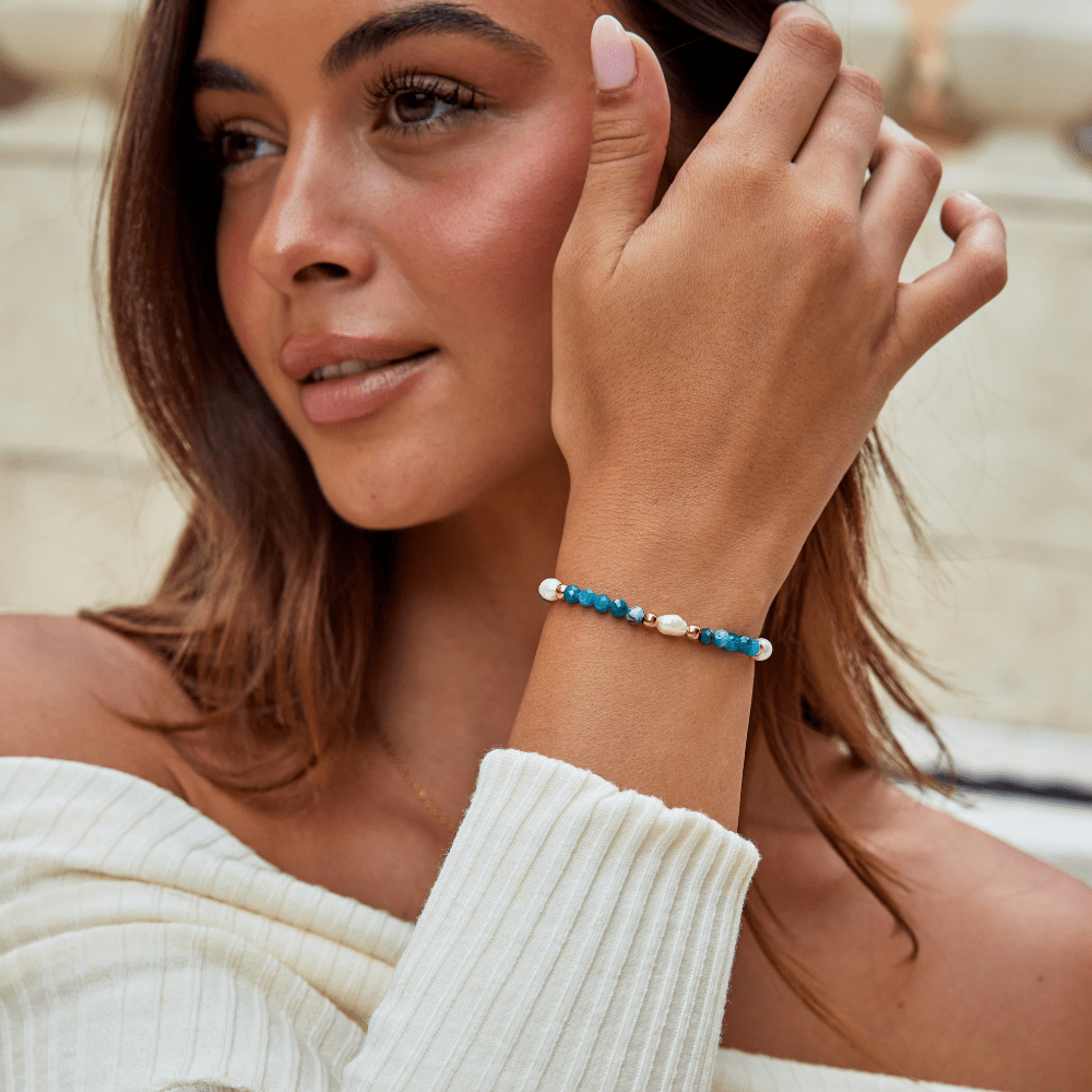 Turquoise Blue & Pearl Bead Bracelet - Beautiful Earth Boutique