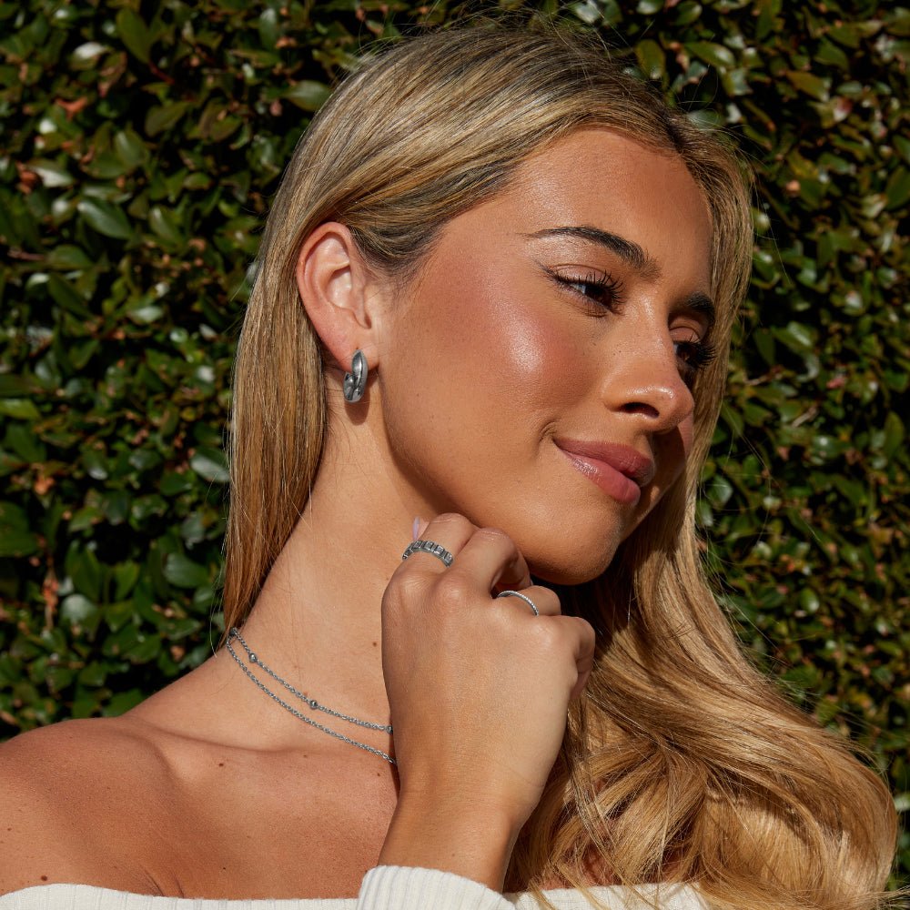Twisted Sandara Silver Hoop Earrings - Beautiful Earth Boutique