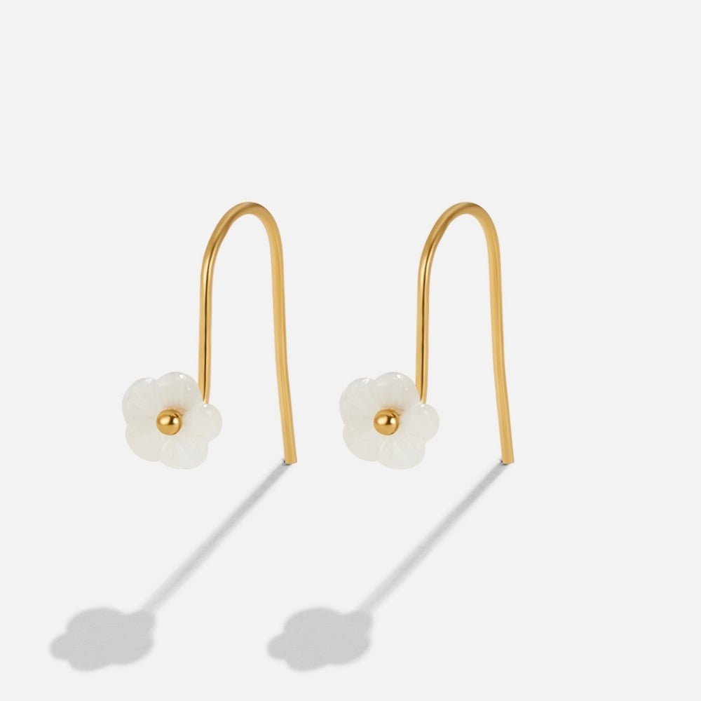 White Petal Shell Drop Earrings - Beautiful Earth Boutique
