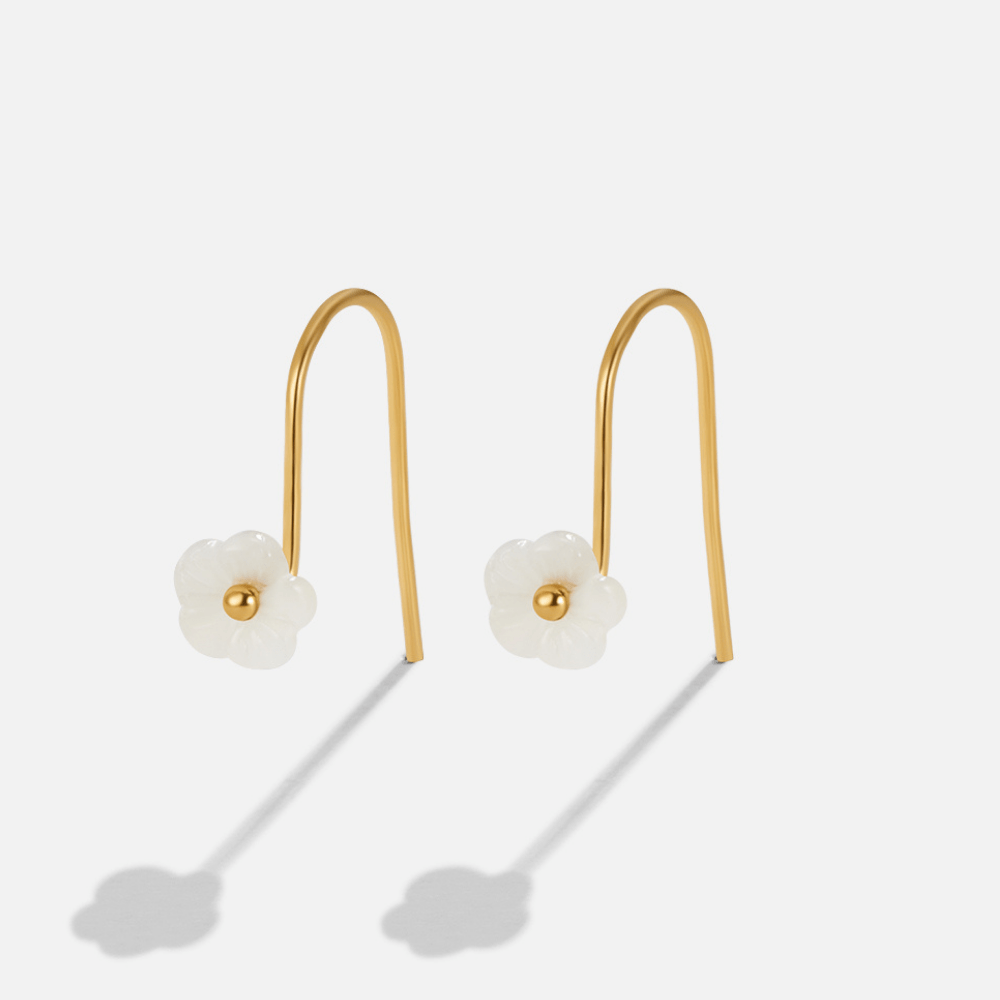 White Petal Shell Drop Earrings - Beautiful Earth Boutique
