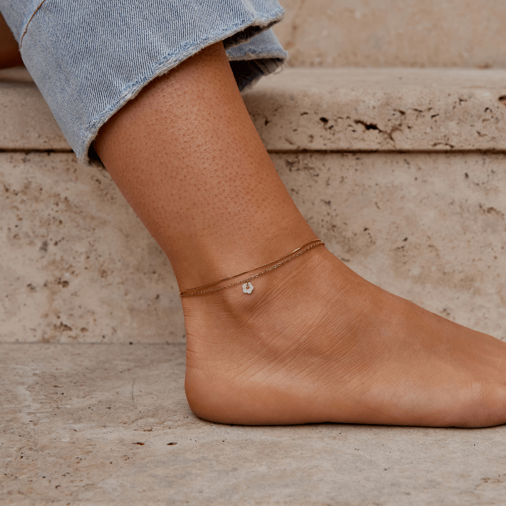 White Petal Shell Layered Anklet - Beautiful Earth Boutique