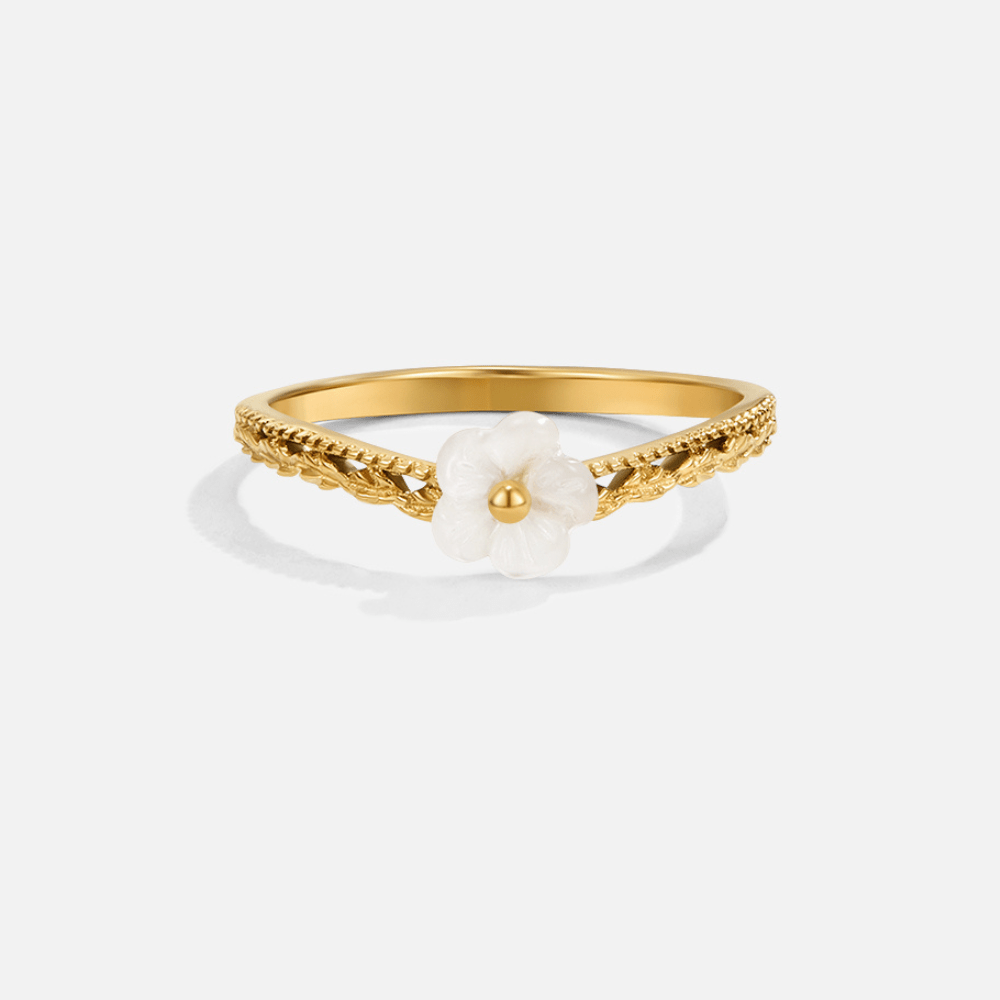 White Petal Shell Ring - Beautiful Earth Boutique