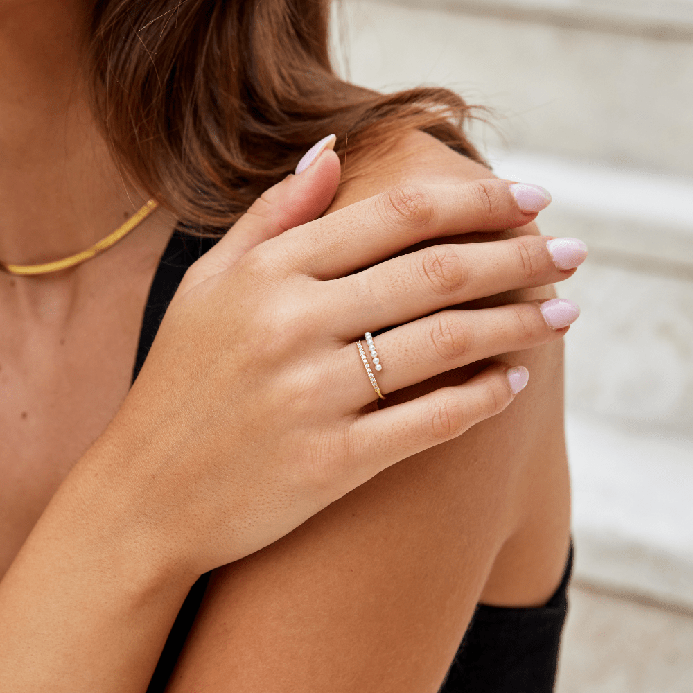 “Wrap Me” Pearl & Crystal Ring - Beautiful Earth Boutique