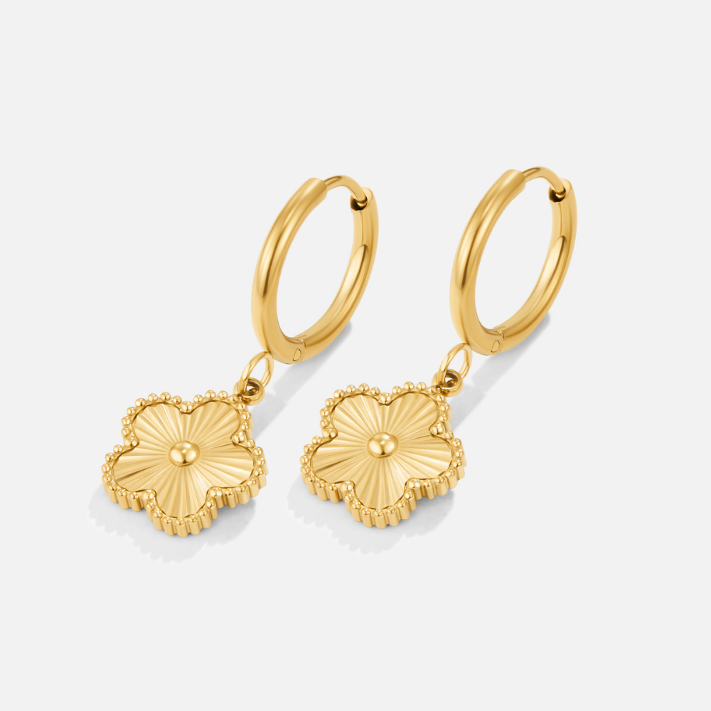 Golden Clover Hoop Earrings