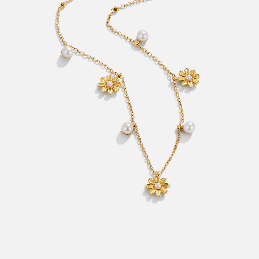 Autumn Flower & Pearl Necklace - Beautiful Earth Boutique