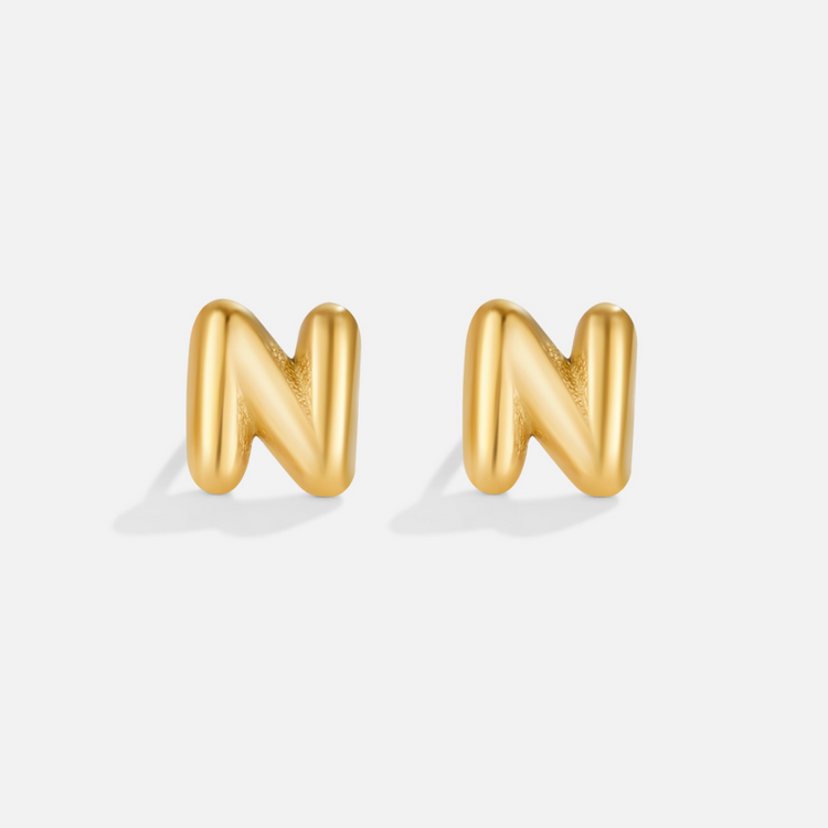 Gold Bubble Letter Earrings