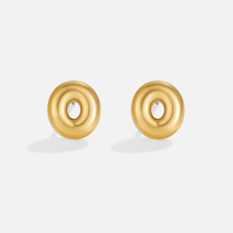 Gold Bubble Letter Earrings