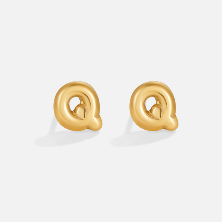 Gold Bubble Letter Earrings