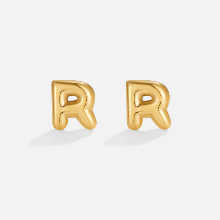 Gold Bubble Letter Earrings