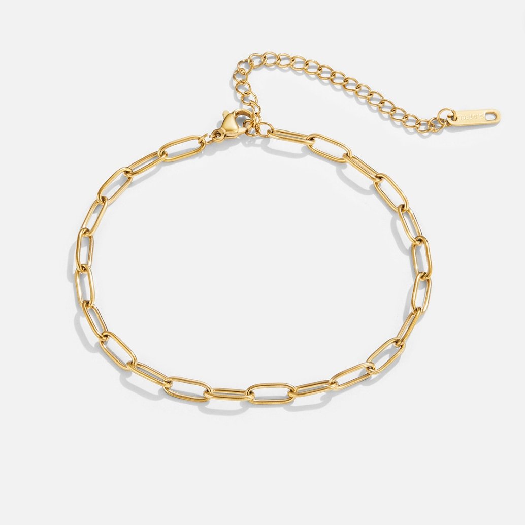 18K Gold Paper Clip Chain Anklet - Beautiful Earth Boutique