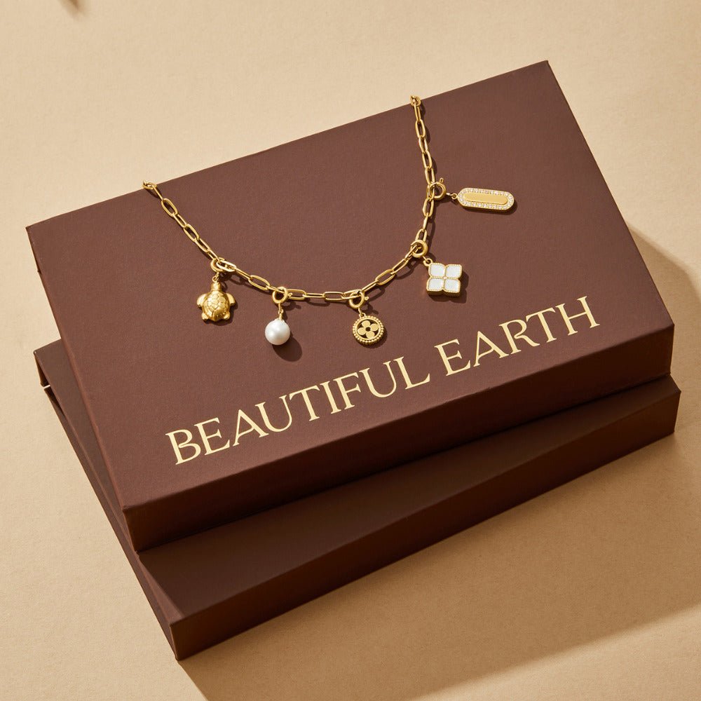 18K Gold Paperclip Charm Necklace - Beautiful Earth Boutique