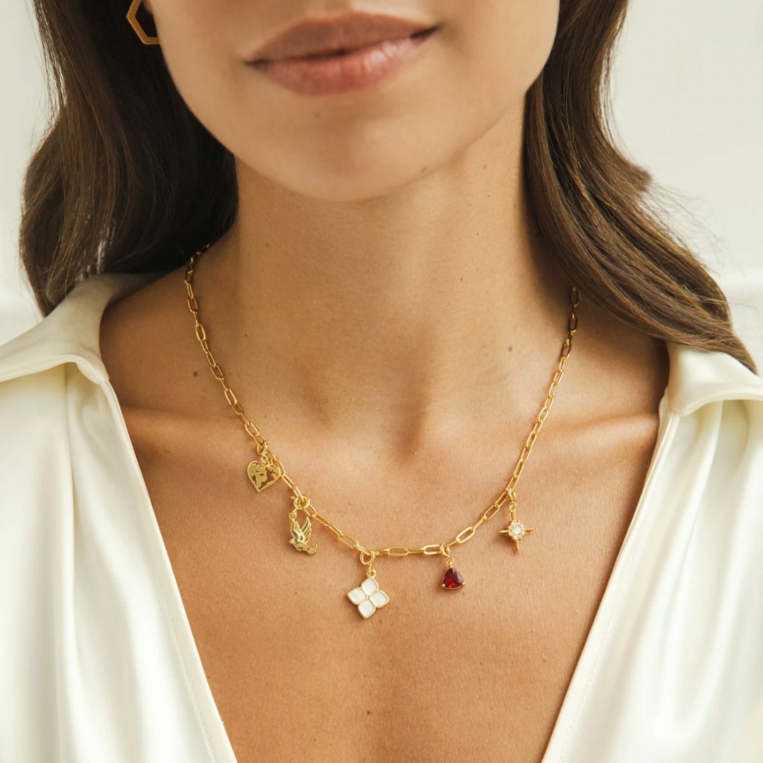 18K Gold Paperclip Charm Necklace - Beautiful Earth Boutique