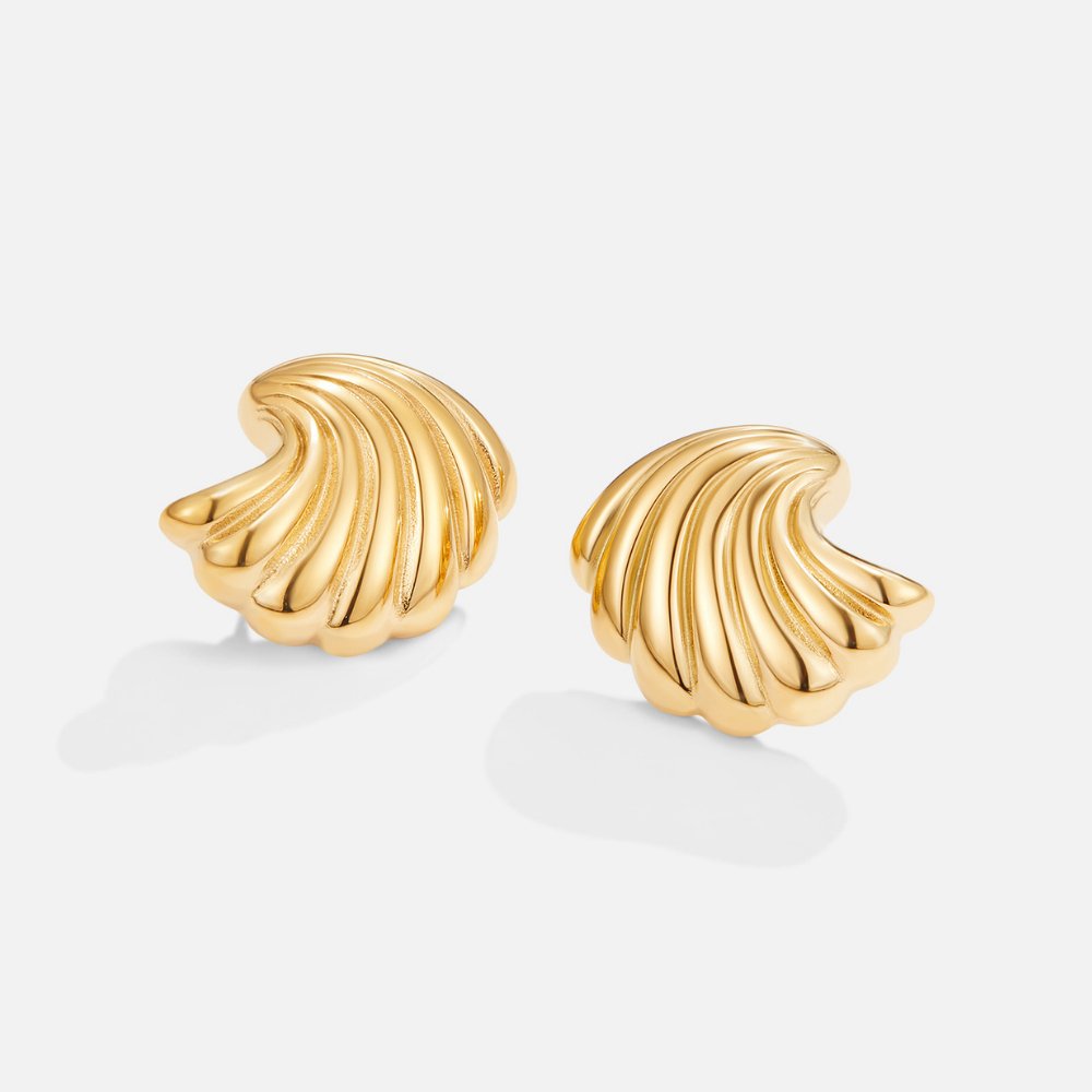 18K Gold Shell Earrings - Beautiful Earth Boutique