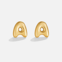 Gold Bubble Letter Earrings