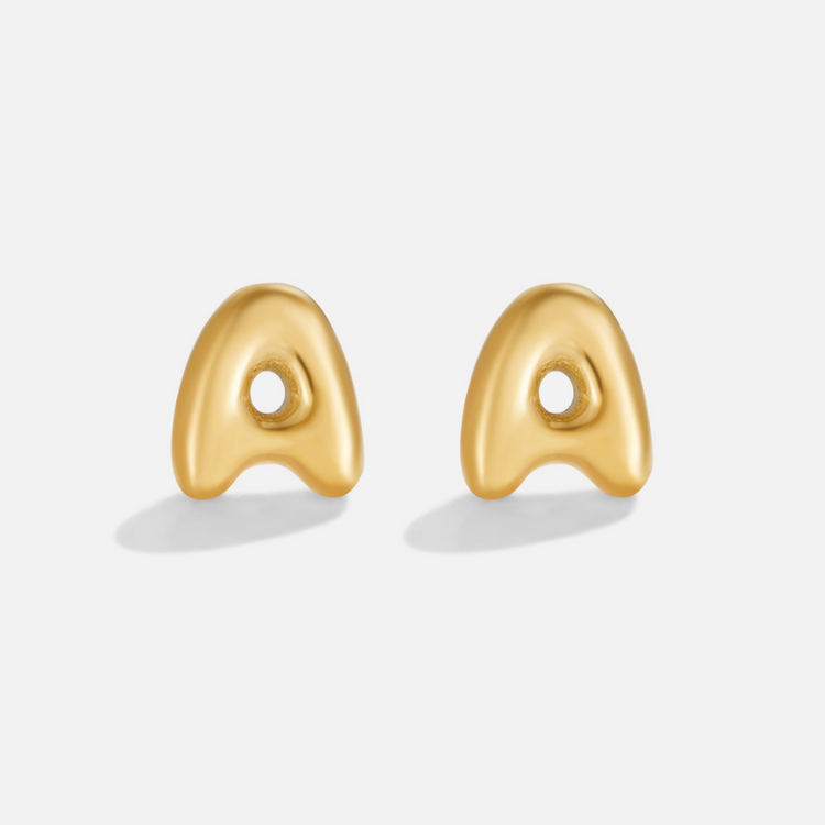 Gold Bubble Letter Earrings