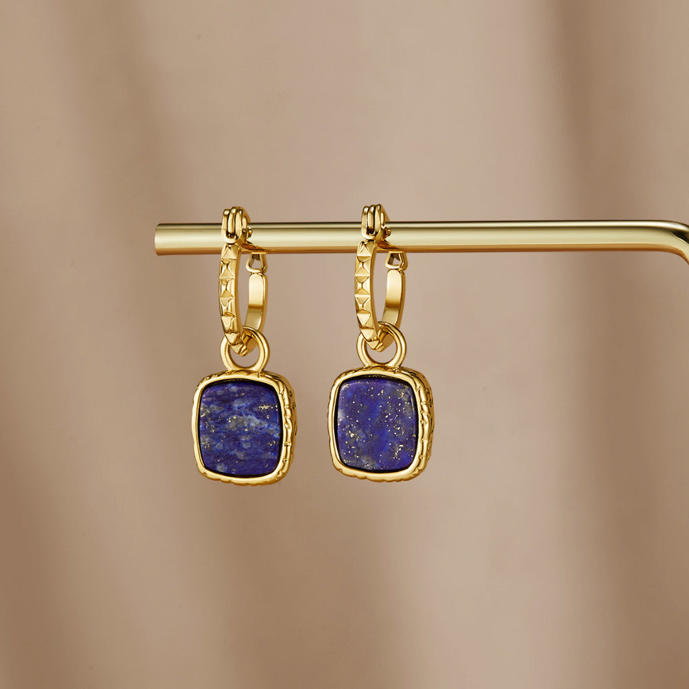 Astoria Blue Stone Hoop Earrings - Beautiful Earth Boutique